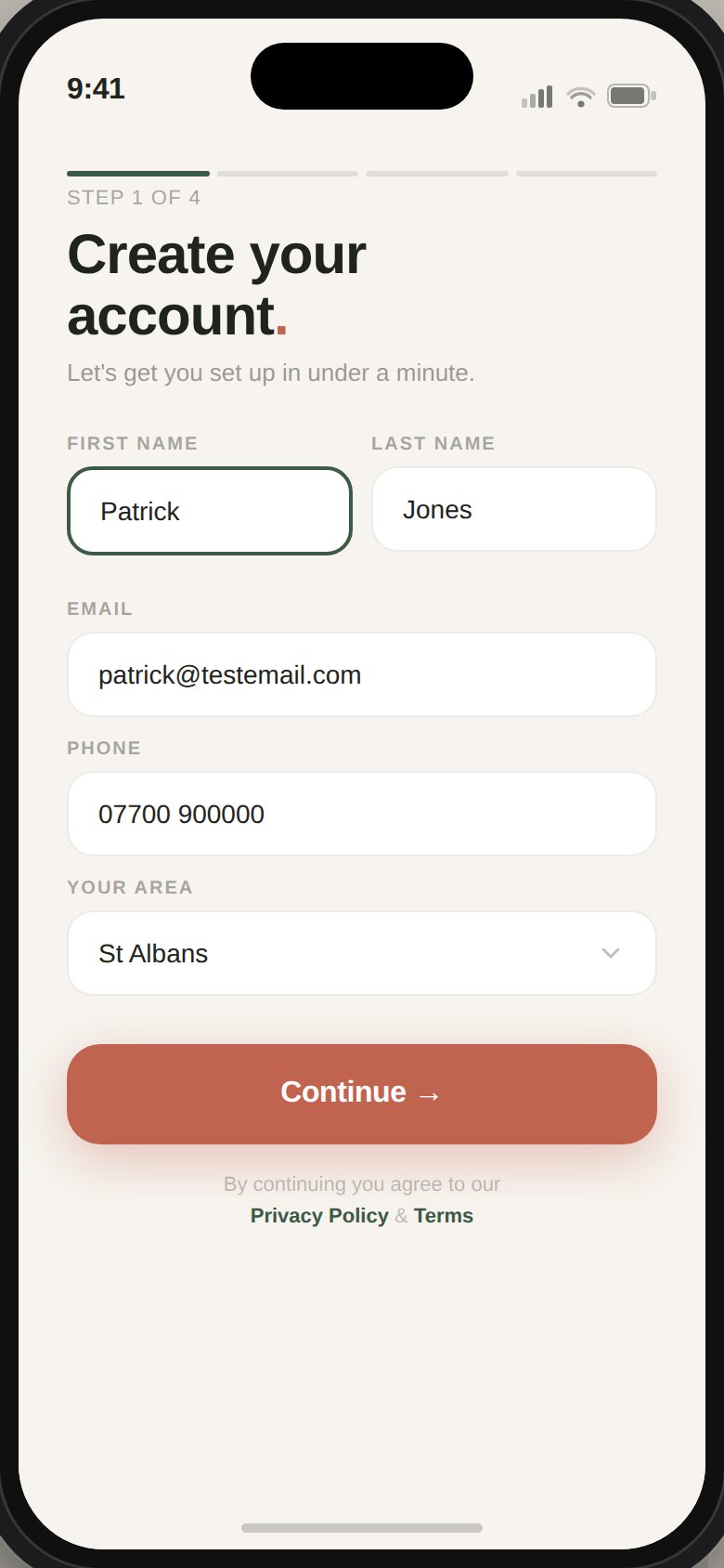 Create account
