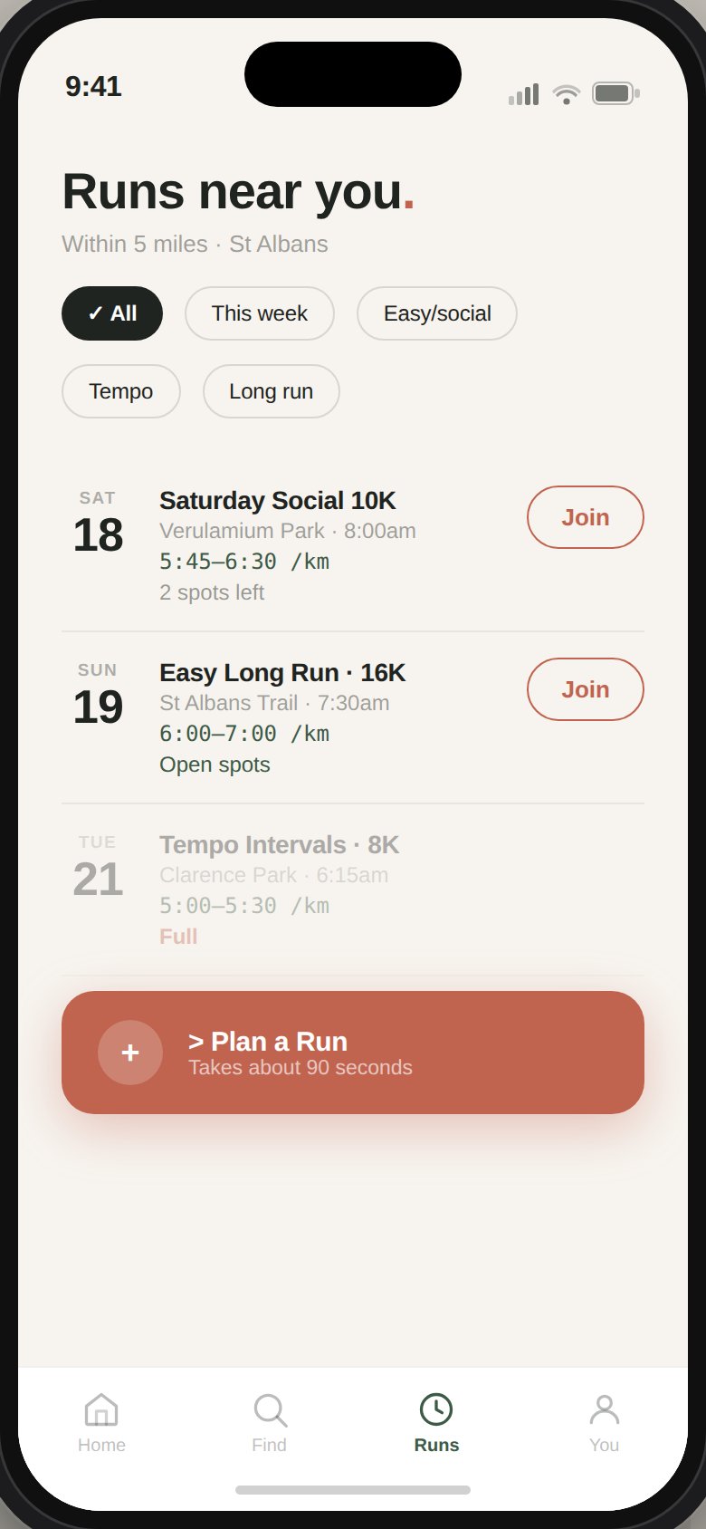 Find local run